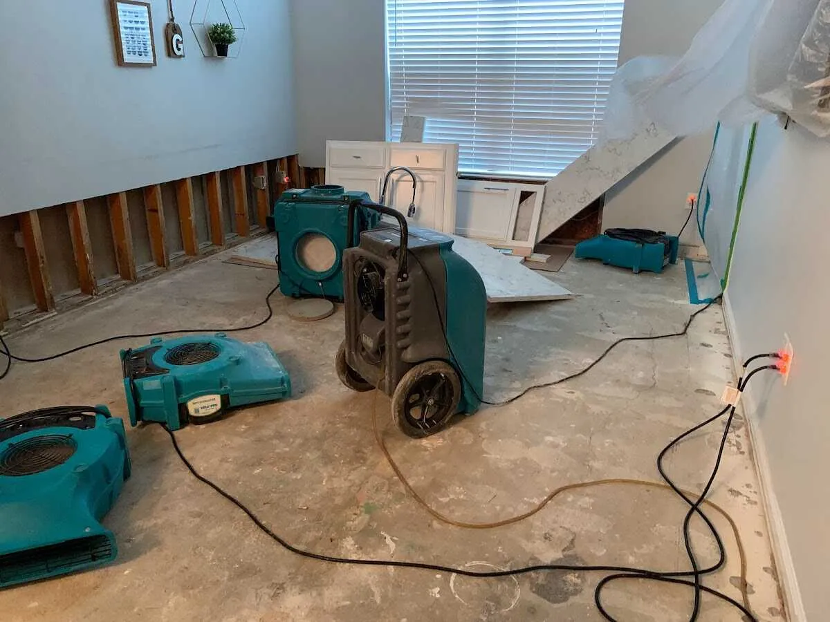 Dehumidifier in flood-cut room for Water Extraction & Removal in Moyock